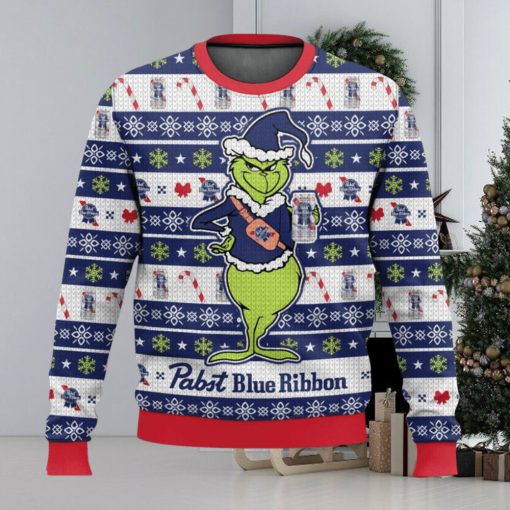 Pabst Blue Ribbon Grinch Ugly Christmas Sweater 2023 Christmas Gift 3D Sweater