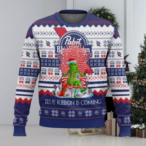 Pabst Blue Ribbon Is Coming Ugly Christmas Sweater 2023 Christmas Gift 3D Sweater