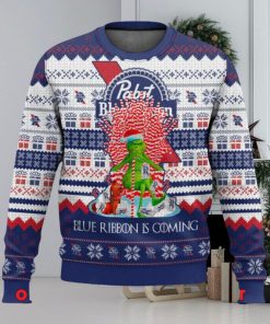 Pabst Blue Ribbon x The Grinch Is Coming Ugly Christmas Sweater