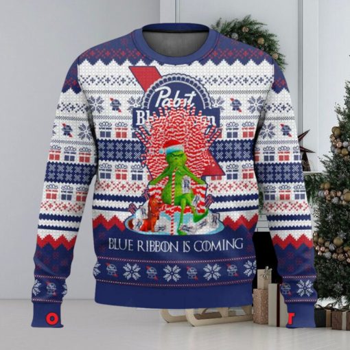 Pabst Blue Ribbon x The Grinch Is Coming Ugly Christmas Sweater