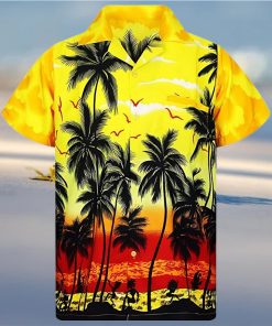 Palm tree yellow high quality unisex hawaiian shirt