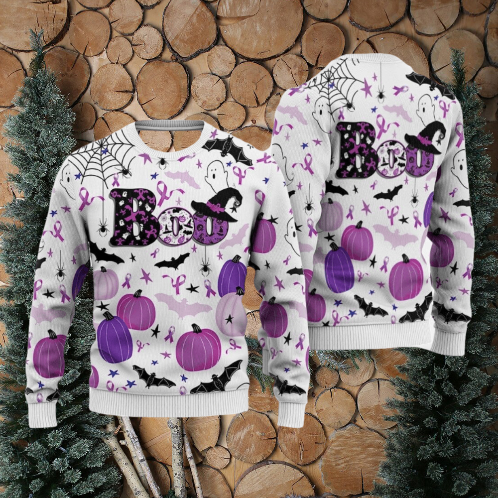 Pancreatic Cancer Sweatshirt Happy Halloween Boo 3D Sweater For Men And Women