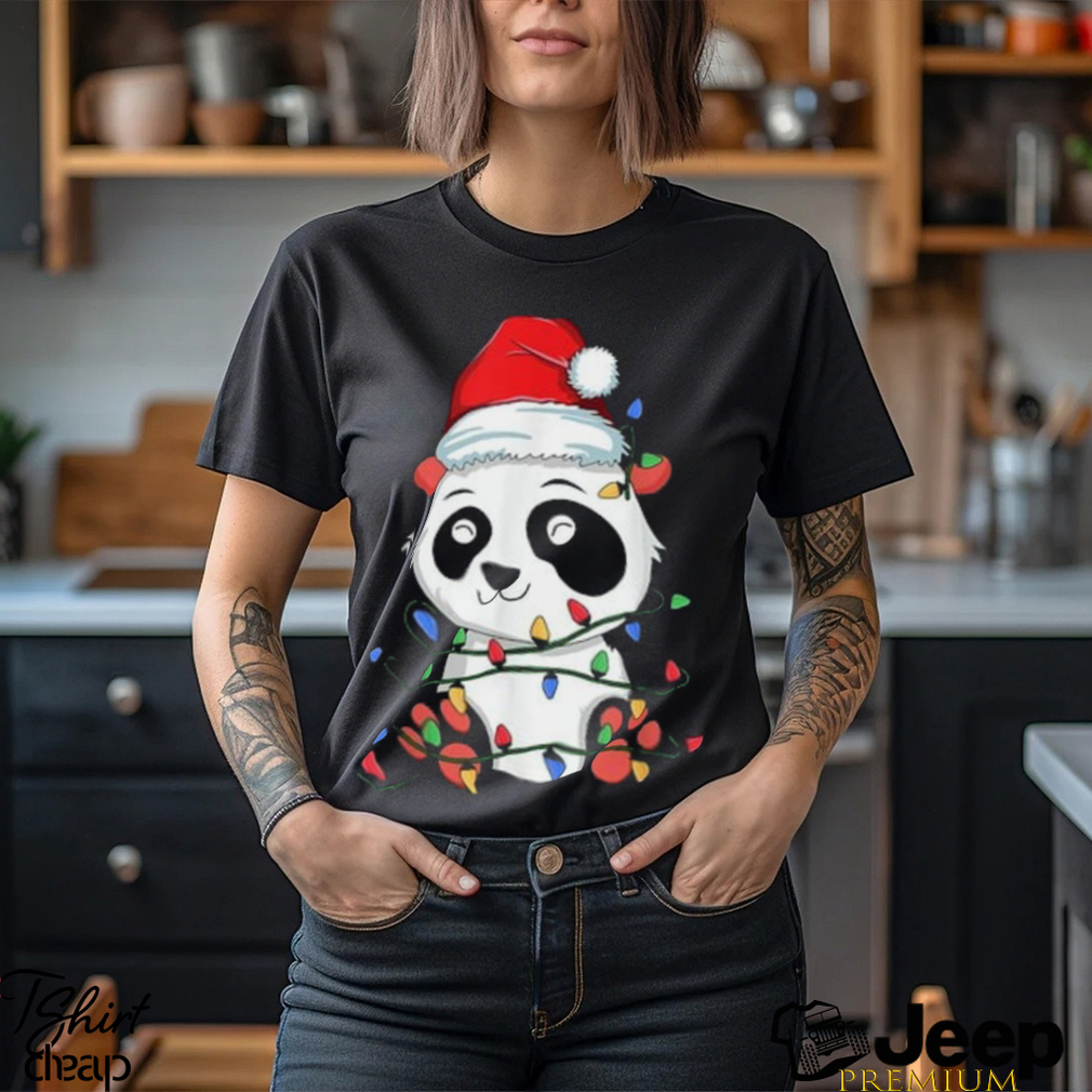 Panda Christmas Tree Light Santa Xmas Kids Boy Girl T Shirt Panda Christmas Tree Light Santa Xmas Kids Boy Girl T Shirt