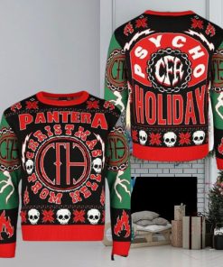 Pantera Christmas From Hell Psycho Holiday Snowflake Pattern Holiday Ugly Christmas Sweater