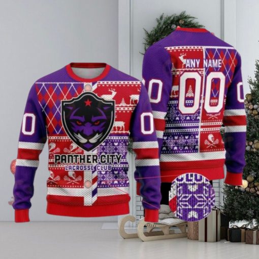 Panther City Lacrosse Club Special Design Big Logo Ugly Christmas Sweater