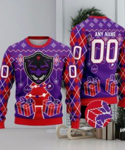 Panther City Lacrosse Club Special Design Merry Matchup Light Up Ugly Christmas Sweater