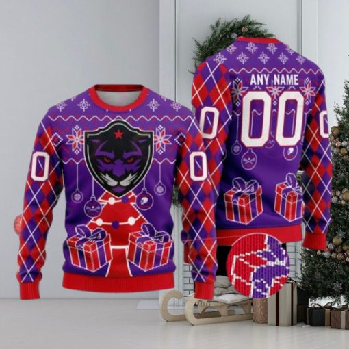 Panther City Lacrosse Club Special Design Merry Matchup Light Up Ugly Christmas Sweater