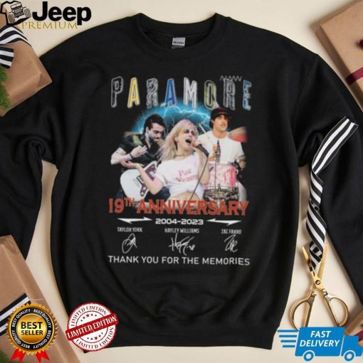 Paramore 19th Anniversary 2004 2023 Thank You For The Memories signatures shirt