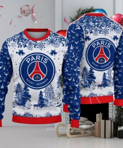 Paris Saint Germain Big Logo Pine Trees Big Fans Gift Christmas Sweater For Men And Women