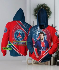 Paris Saint Germain FC Custom Name Messi Red Blue Pullover Hoodie