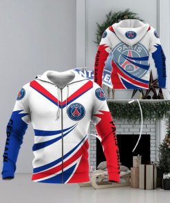 Paris Saint Germain FC White Blue Zip Up Hoodie