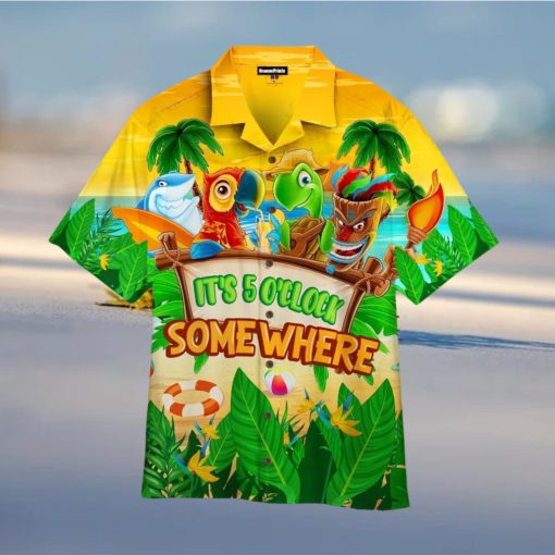 Parrot It’s 5 O’clock Somewhere Tropical Beach Hawaiian Shirt