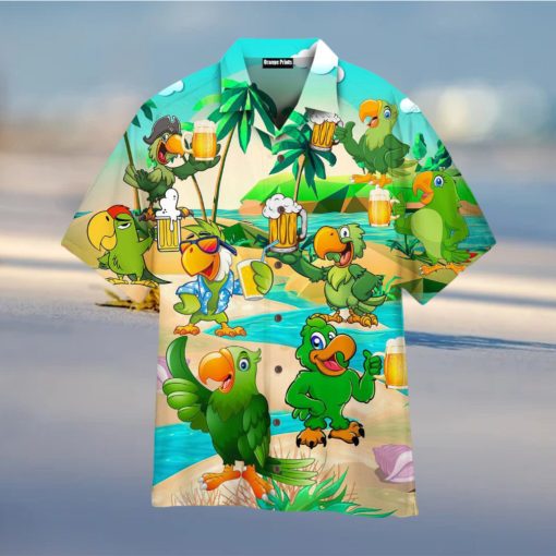 Parrots And Beer In Summer Hawaiian Shirt