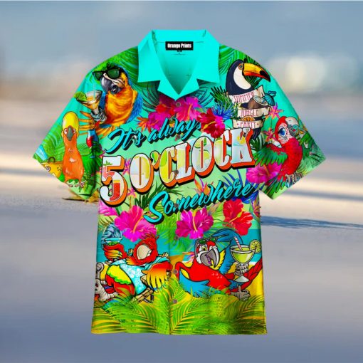 Parrots It’s Five Oclock Somewhere Cocktails Hawaiian Shirt