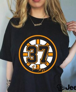 Patrice Bergeron Boston Bruins number 37 signature logo shirt