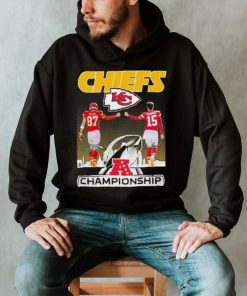 Patrick Mahomes Travis Kelce Kansas City Chiefs AFC Championship Signatures Shirt