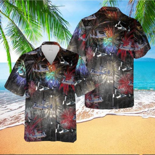 Patriotic Bell Boeing Osprey Art Celebrated on July Hawaiian Shirt