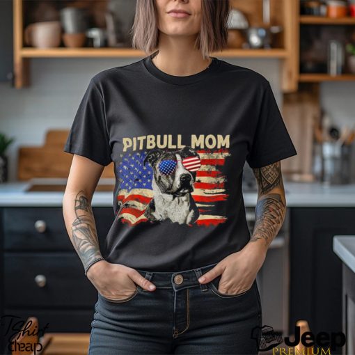 Patriotic Pitbull Mom 4th Of July American Flag USA Shirt