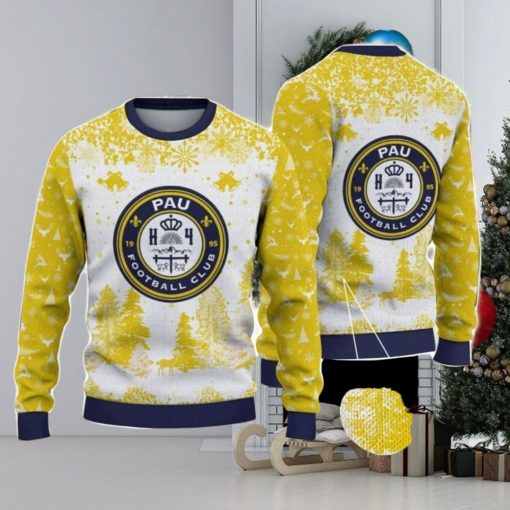 Pau FC Big Logo Pine Trees Big Fans Gift Christmas Sweater For Men And Women