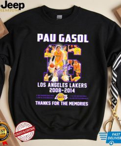 Pau Gasol Los Angeles Lakers 2008 2014 thanks for the memories signature shirt