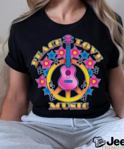 Peace Love Music Guitarist Music Festival Costume Hippie T Shirt