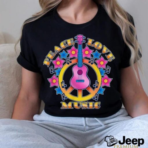 Peace Love Music Guitarist Music Festival Costume Hippie T Shirt