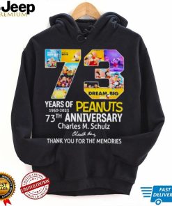 Peanuts 73 years of 1950 2023 73th anniversary thank you for the memories signature shirt