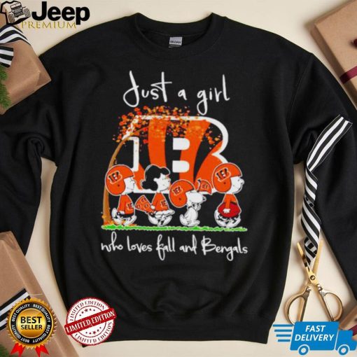 Peanuts Cartoon Just A Girl Who Loves Fall And Bengals Shirt