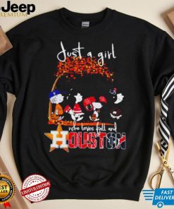 Peanuts Cartoon Just A Girl Who Loves Fall And Houston Astros Texas And Rockets Shirt