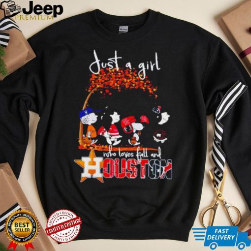 Peanuts Cartoon Just A Girl Who Loves Fall And Houston Astros Texas And Rockets Shirt