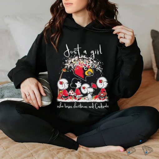 Peanuts Characters Just A Girl Who Loves Christmas And Louisville Cardinals Shirt