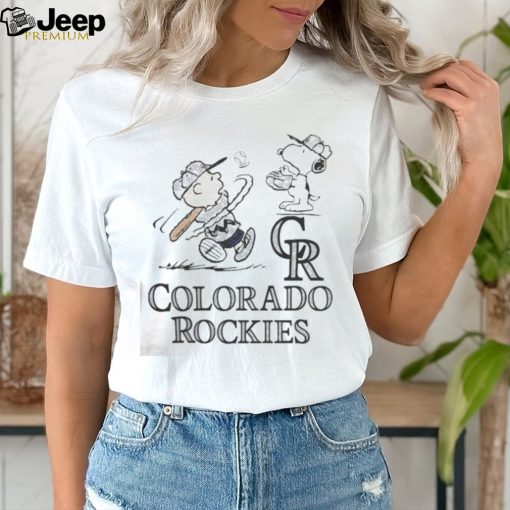 Peanuts Charlie Brown And Snoopy Playing Baseball Colorado Rockies shirt