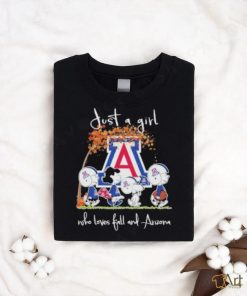 Peanuts Just a girl who loves fall and Arizona Wildcats 2023 t shirt