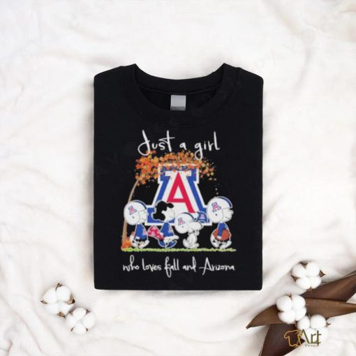 Peanuts Just a girl who loves fall and Arizona Wildcats 2023 t shirt