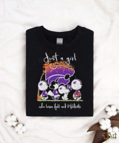 Peanuts Just a girl who loves fall and Kansas State Wildcats 2023 t shirt