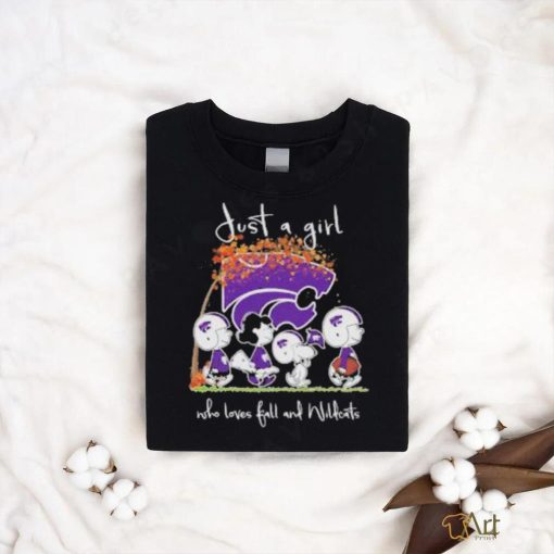 Peanuts Just a girl who loves fall and Kansas State Wildcats 2023 t shirt