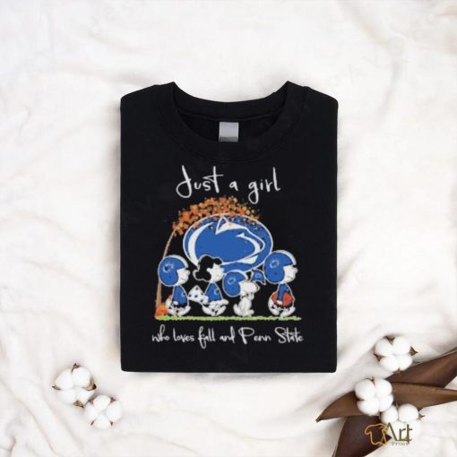 Peanuts Just a girl who loves fall and Penn State Panther 2023 t shirt