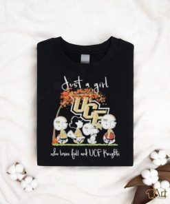 Peanuts Just a girl who loves fall and UCF Knights 2023 t shirt