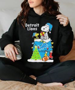 Peanuts Snoopy And Woodstock Detroit Lions Merry Christmas Shirt