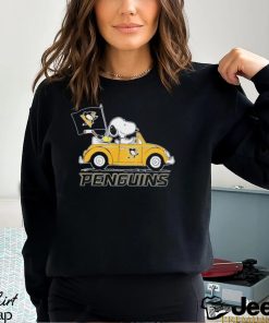 Peanuts Snoopy And Woodstock On Car Pittsburgh Penguins Hockey Shirt