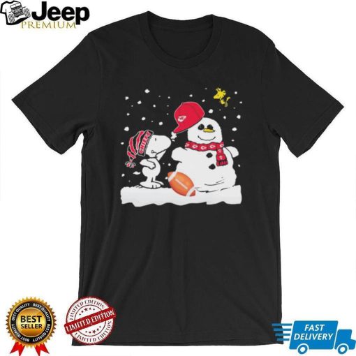 Peanuts Snoopy And Woodstock Snowman Kansas City Chiefs Christmas Shirt