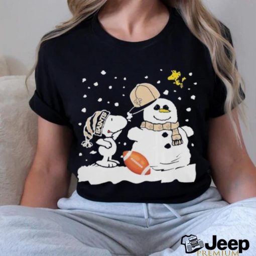 Peanuts Snoopy And Woodstock Snowman New Orleans Saints Christmas Shirt