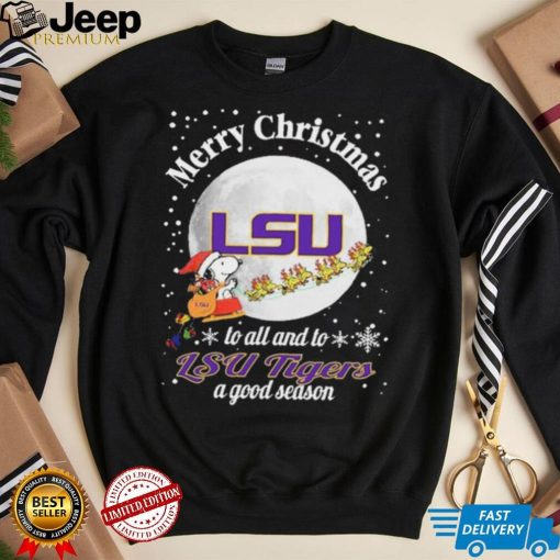 Peanuts Snoopy Merry Christmas To All And To All A LSU Tigers A Good Season Shirt