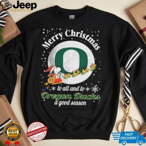 Peanuts Snoopy Merry Christmas To All And To All A Oregon Ducks A Good Season Shirt