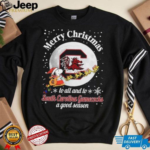 Peanuts Snoopy Merry Christmas To All And To All A South Carolina Gamecocks A Good Season Shirt