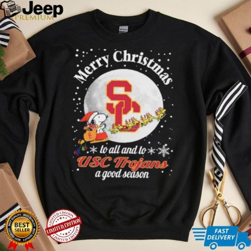 Peanuts Snoopy Merry Christmas To All And To All A USC Trojans A Good Season Shirt