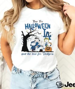 Peanuts Time For Halloween And The Love For Los Angeles Dodgers Logo 2023 T Shirt