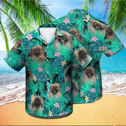 Pekingese Dog Design on Summer Leaves Aloha Hawaiian Shirt