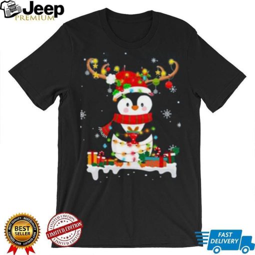 Penguin Reindeer Santa Hat Xmas Custom Christmas Shirt