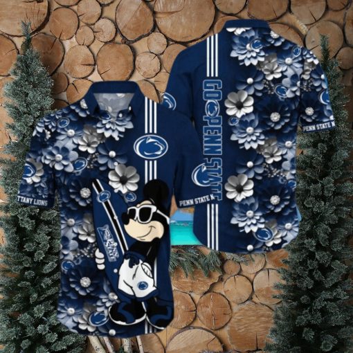 Penn State Nittany Lions Hawaiian Shirt Mickey Love Surfing Trending Summer Gift